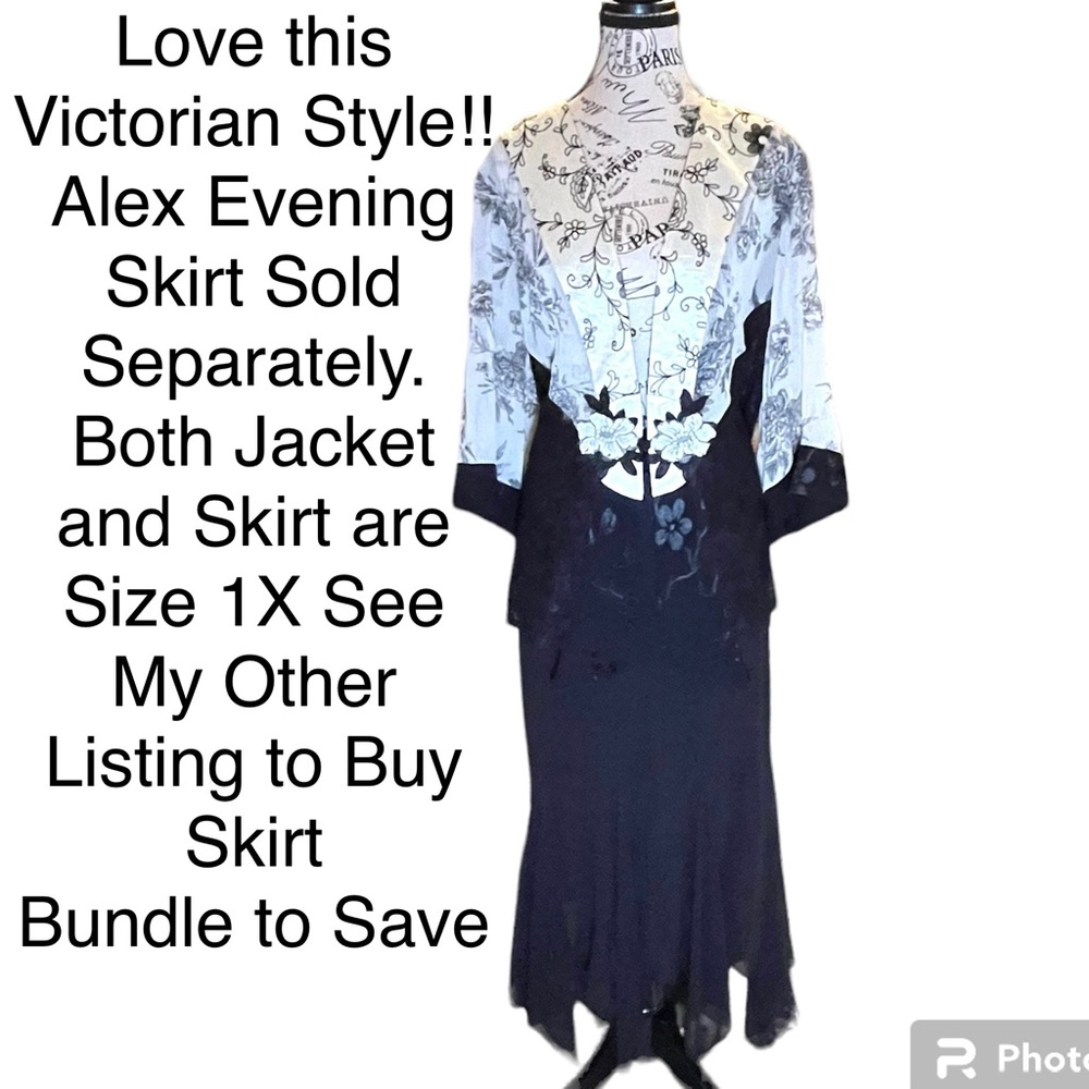 ALex Evening Black Chiffon Maxi Skirt with Handkerchief Hemline Women’s Size 1X - Picture 9 of 9